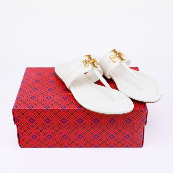 NIB Tory Burch Everly Backless Flat Thong Sandals Ivory - Picture 1 of 10